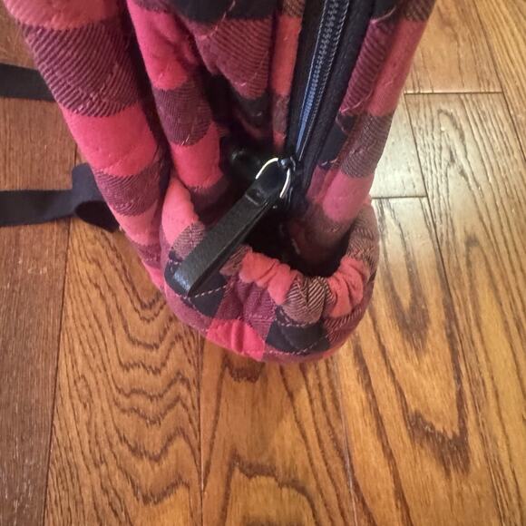 NEW Vera Bradley Iconic Campus Backpack Garnet Buffalo Check Christmas Red Plaid - Picture 6 of 16